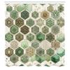 Ambesonne Sage Green Shower Curtain, Hexagon Honeycomb Pattern with Abstract Trippy Ornaments Jade Tones, Cloth Fabric Bathroom Decor Set with Hooks, 69" W x 70" L, Eggshell Caramel Teal view 4