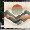 Ambesonne Neutral Shower Curtain, Modern Abstract Aesthetic Drawing of Mountains with Sun in Warm Tones, Cloth Fabric Bathroom Decor Set with Hooks, 69" W x 84" L, Beige Burnt Orange Green view 1