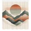 Ambesonne Neutral Shower Curtain, Modern Abstract Aesthetic Drawing of Mountains with Sun in Warm Tones, Cloth Fabric Bathroom Decor Set with Hooks, 69" W x 84" L, Beige Burnt Orange Green view 4