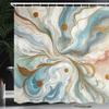 Ambesonne Modern Shower Curtain, Abstract Swirls Marble Print Look Composition with Spots and Boho Groovy, Cloth Fabric Bathroom Decor Set with Hooks, 69" W x 84" L, Pale Caramel Seafoam view 1