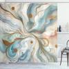 Ambesonne Modern Shower Curtain, Abstract Swirls Marble Print Look Composition with Spots and Boho Groovy, Cloth Fabric Bathroom Decor Set with Hooks, 69" W x 84" L, Pale Caramel Seafoam view 3