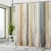 Ambesonne Striped Shower Curtain, Rustic Farmhouse Concept Muted Tone Woody Look Backdrop Illustration, Cloth Fabric Bathroom Decor Set with Hooks, 69" W x 75" L, Eggshell Sea Blue Khaki view 2