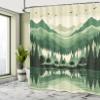 Ambesonne Sage Green Shower Curtain, Mid Century Modern Style Chill Mountain Range Landscape Featuring Woods, Cloth Fabric Bathroom Decor Set with Hooks, 69" W x 75" L, Dusk Eggshell Teal view 2
