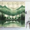 Ambesonne Sage Green Shower Curtain, Mid Century Modern Style Chill Mountain Range Landscape Featuring Woods, Cloth Fabric Bathroom Decor Set with Hooks, 69" W x 75" L, Dusk Eggshell Teal view 3