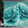 Ambesonne Turquoise Shower Curtain, Futurist Aquamarine Tone Poppy Flowers with Mandala Lines Details, Cloth Fabric Bathroom Decor Set with Hooks, 69" W x 75" L, Dark Seafoam Cadet Blue view 1