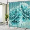 Ambesonne Turquoise Shower Curtain, Futurist Aquamarine Tone Poppy Flowers with Mandala Lines Details, Cloth Fabric Bathroom Decor Set with Hooks, 69" W x 75" L, Dark Seafoam Cadet Blue view 2