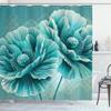 Ambesonne Turquoise Shower Curtain, Futurist Aquamarine Tone Poppy Flowers with Mandala Lines Details, Cloth Fabric Bathroom Decor Set with Hooks, 69" W x 75" L, Dark Seafoam Cadet Blue view 3
