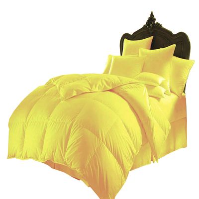 SPRINGSTONE BEDDING Ultra Soft 600 Series 3 Pieces Egyptian Cotton Goose Down Alternative Warm Comforter Set (Comforter + 2 Pillowcases) 400 GSM Quilt Duvet Insert Over-Size King Yellow 98'' x 120''