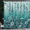 Ambesonne Turquoise Shower Curtain, Botanical Thistle Lavender and Leafy Floral Huddle on Greenery Ombre Back, Cloth Fabric Bathroom Decor Set with Hooks, 69" W x 75" L, Pale Teal Seafoam view 1