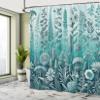 Ambesonne Turquoise Shower Curtain, Botanical Thistle Lavender and Leafy Floral Huddle on Greenery Ombre Back, Cloth Fabric Bathroom Decor Set with Hooks, 69" W x 75" L, Pale Teal Seafoam view 2