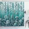 Ambesonne Turquoise Shower Curtain, Botanical Thistle Lavender and Leafy Floral Huddle on Greenery Ombre Back, Cloth Fabric Bathroom Decor Set with Hooks, 69" W x 75" L, Pale Teal Seafoam view 3
