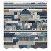 Ambesonne Navy Blue Shower Curtain, Modern Abstract Art with Pencil Stripes Circles and Semicircle Shapes, Cloth Fabric Bathroom Decor Set with Hooks, 69" W x 70" L, Slate Blue Almond Ecru view 4