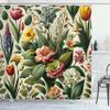 Ambesonne Spring Shower Curtain, Farmhouse Theme Leafy Scenario Floral Pattern with Nostalgia Tones Nature, Cloth Fabric Bathroom Decor Set with Hooks, 69" W x 75" L, Olive Green Pale Ruby view 3