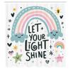 Ambesonne Cartoon Shower Curtain, Hand Drawn Look Rainbow Clouds and Stars with Happy Hopeful Phrase, Cloth Fabric Bathroom Decor Set with Hooks, 69" W x 84" L, Pale Teal Pink and Coral view 4
