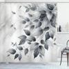 Ambesonne Grey Shower Curtain, Muted Tone Drawn Leafy Branches Autumnal Melancholy on Marble Print Back, Cloth Fabric Bathroom Decor Set with Hooks, 69" W x 75" L, Coconut Purpleblue Pearl view 3