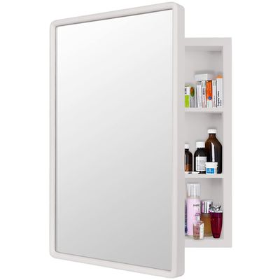 LuxyDecor Medicine Cabinets Mirror Modern Wall Mounted Mirror Cabinet Solid Wood with Storage 24" x 16" (White)