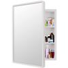 LuxyDecor Medicine Cabinets Mirror Modern Wall Mounted Mirror Cabinet Solid Wood with Storage 24" x 16" (White) view 1