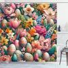 Ambesonne Spring Shower Curtain, Dreamy View of Easter Eggs Floral Garden Huddles with Greenery Leaves, Cloth Fabric Bathroom Decor Set with Hooks, 69" W x 75" L, Pale Pink Seafoam Mustard view 3