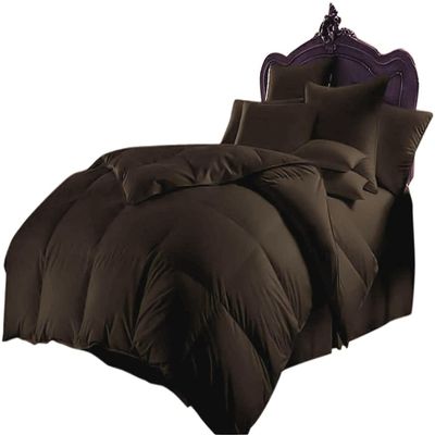 SPRINGSTONE BEDDING Ultra Soft 600 Series 3 Pieces Egyptian Cotton Goose Down Alternative Warm Comforter Set (Comforter + 2 Pillowcases) 400 GSM Quilt Duvet Insert King XL Coffee Brown 92'' x 106''