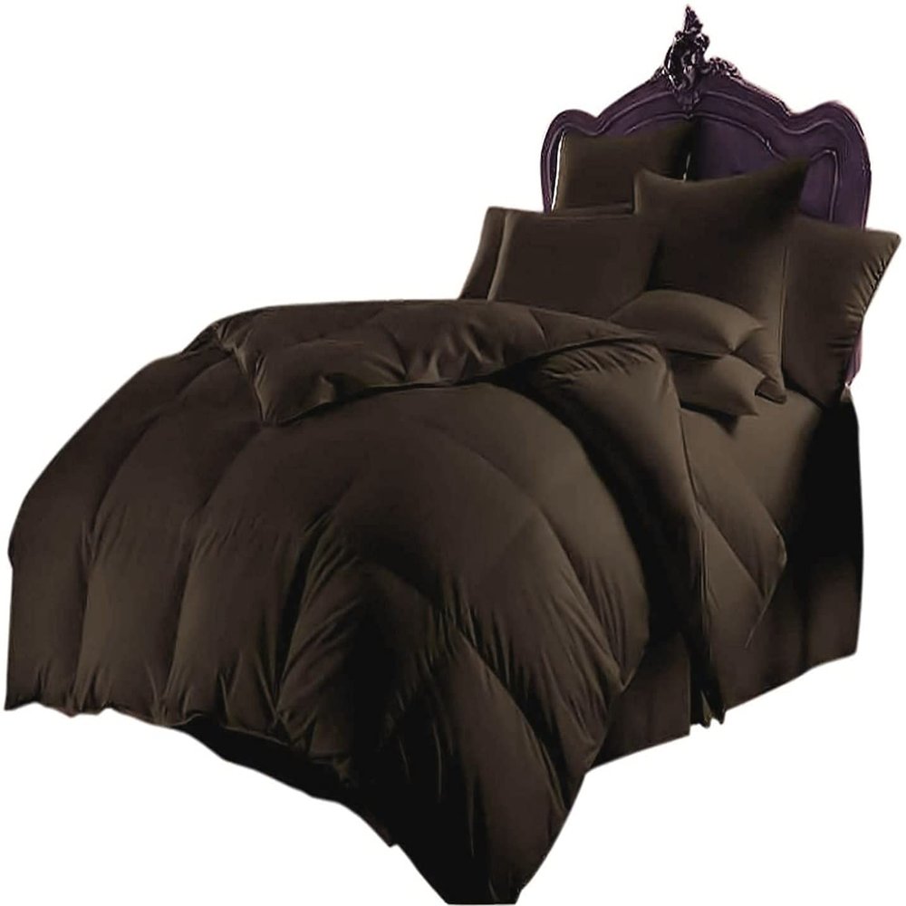 SPRINGSTONE BEDDING Ultra Soft 600 Series 3 Pieces Egyptian Cotton Goose Down Alternative Warm Comforter Set (Comforter + 2 Pillowcases) 400 GSM Quilt Duvet Insert King XL Coffee Brown 92'' x 106''