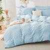 HYMOKEGE Lake Blue Duvet Cover King Size, Ultra Soft 3-Piece Seersucker Duvet Cover Set with Zipper Closure, Soft Brushed Microfiber Bedding Set with 8 Corner Ties (104"x90", 2 Pillowshams) view 1