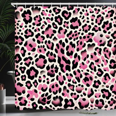 Ambesonne Pink Shower Curtain, Classic Leopard Skin Pattern with Rose Tone Ornate Abstract Art Wild Nature, Cloth Fabric Bathroom Decor Set with Hooks, 69" W x 84" L, Blush Dark Grey Ivory