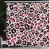 Ambesonne Pink Shower Curtain, Classic Leopard Skin Pattern with Rose Tone Ornate Abstract Art Wild Nature, Cloth Fabric Bathroom Decor Set with Hooks, 69" W x 84" L, Blush Dark Grey Ivory view 1