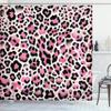 Ambesonne Pink Shower Curtain, Classic Leopard Skin Pattern with Rose Tone Ornate Abstract Art Wild Nature, Cloth Fabric Bathroom Decor Set with Hooks, 69" W x 84" L, Blush Dark Grey Ivory view 3