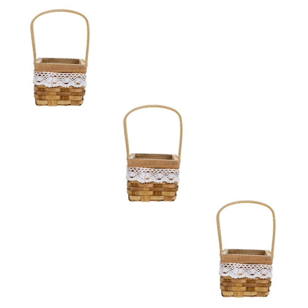 Holibanna 3pcs Hand-woven Decorative Storage Basket for Home Decor Compact Khaki Flower Arrangement Holder Multifunctional Woven Basket for Organizing and Arranging Flowers