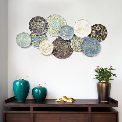 KarFri Round Sunburst Metal Wall Art-Modern Metal Wall Hanging Dcor Sculpture for Living Room Bedroom Home Office