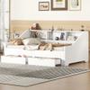 XD Designs Expandable Design Wood Daybed Twin to King Size with Storage Bookcases and Drawers, Modern Charging Station Design Daybed Sofa Bed Frame, Maximize Space (White-E2) view 3
