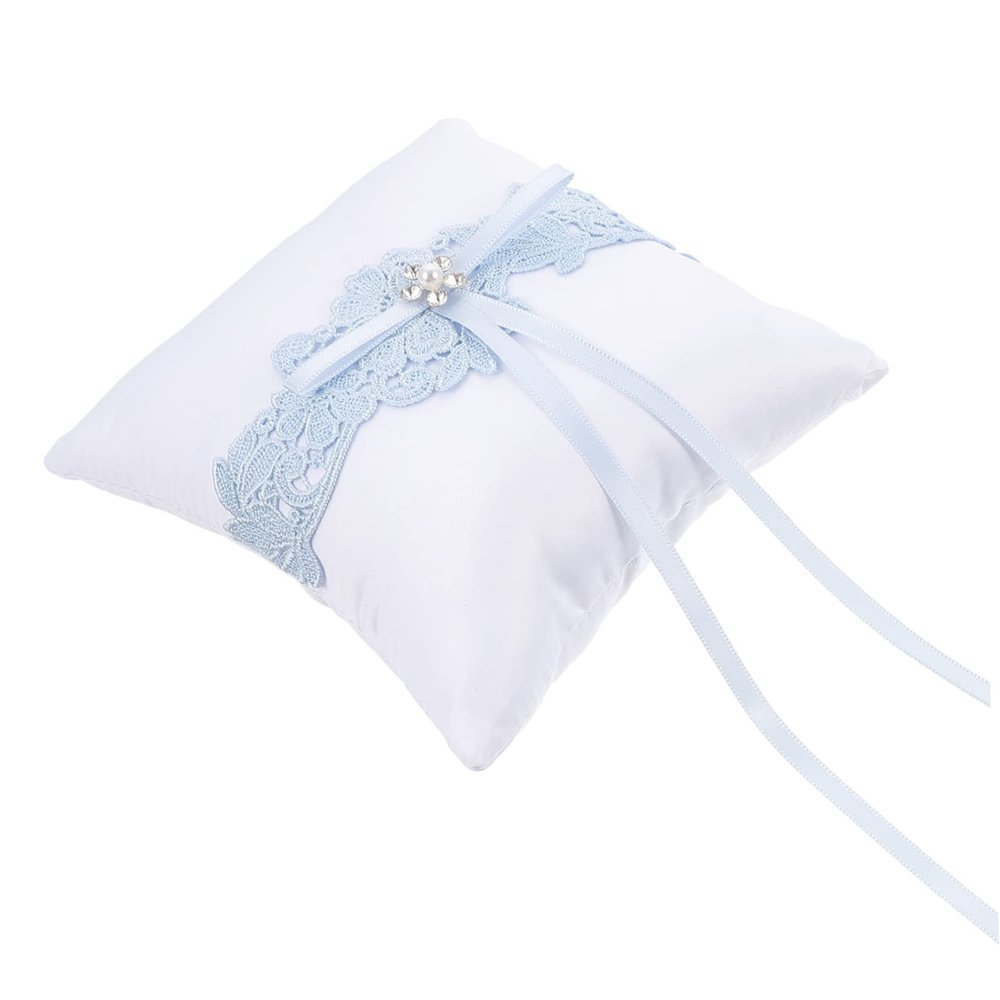 Amosfun 1pc Elegant Lace Bowknot Holder Cushion Wedding Pillow for Ceremony Lightweight and Portable Decoration