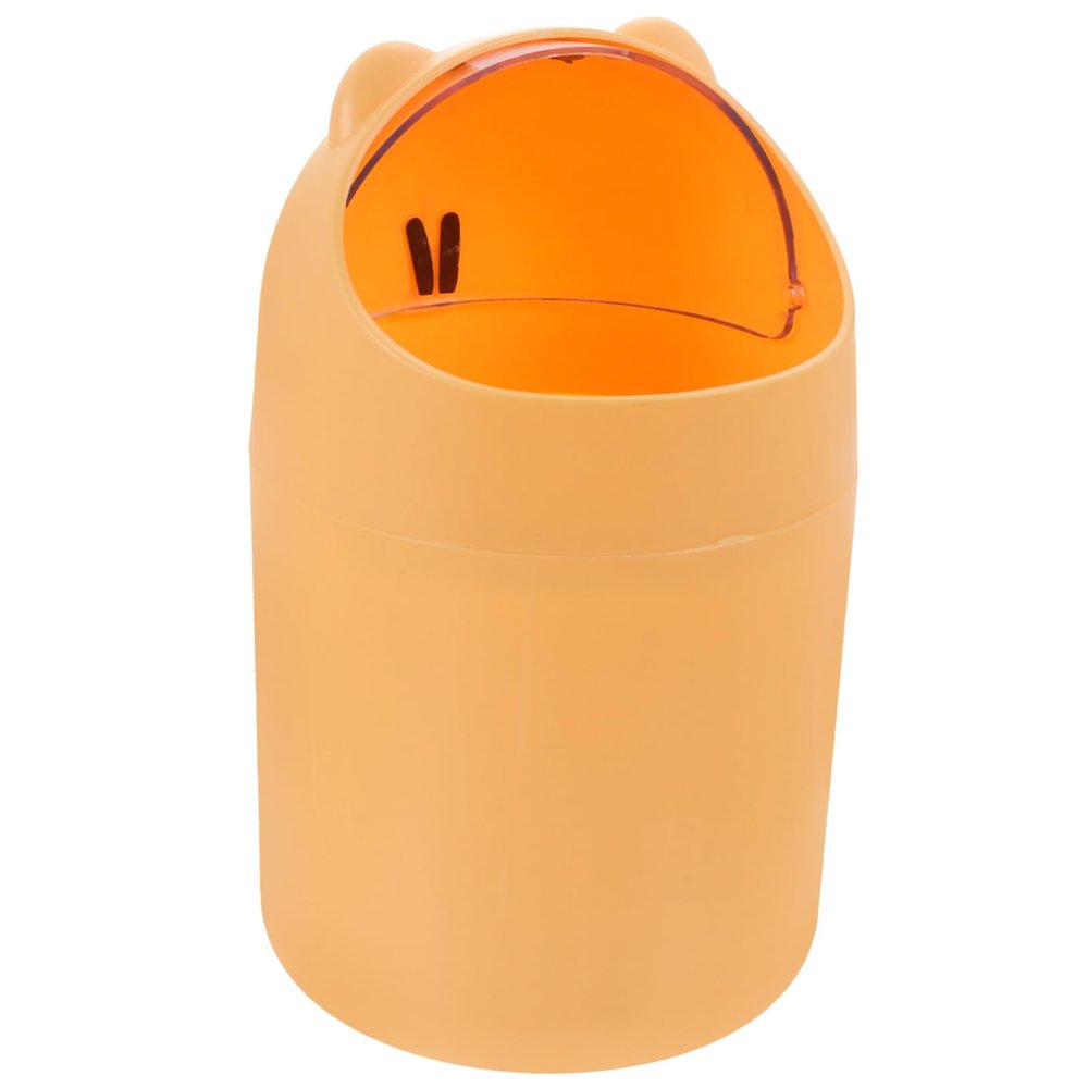 HOLIDYOYO Compact Bear Trash Can Desk Top Waste Bin Small Trashcan Mini Garbage Can Plastic Lid Office Wastebasket