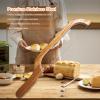 Alimtee Bread Knife with Spurtle, 16" Wooden Serrated Bagel Knife, Fiddle Bow Design Easy to Cutting, Sourdough Cutter for Homemade Bagels, Bread view 3
