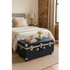 HomeStock Rustic Romance Heavy Duty 30" Under Bed College Storage Trunk with Lock, Latch Closure Type, 15.75" D x 30" W x 12.25" H, Ideal Camp Dorm Room Trunk Footlocker Navy Blue view 2