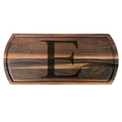 Initial E Engraved Dark Walnut Cutting Board for Sophisticated Kitchens and Gift Giving