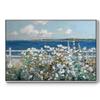 Renditions Gallery Ocean Oasis Paintings & Prints Bayside Garden: Blooms By The Breakers Floater Frame Wall Hanging Artwork for Bedroom Office Kitchen - 17"X25" White Frame - GAL002 view 1