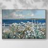 Renditions Gallery Ocean Oasis Paintings & Prints Bayside Garden: Blooms By The Breakers Floater Frame Wall Hanging Artwork for Bedroom Office Kitchen - 17"X25" White Frame - GAL002 view 2