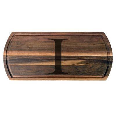 Artisanal Kitchen Dark Walnut Cutting Board with Initial I Engraving for Culinary Perfection