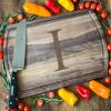 Artisanal Kitchen Dark Walnut Cutting Board with Initial I Engraving for Culinary Perfection view 2