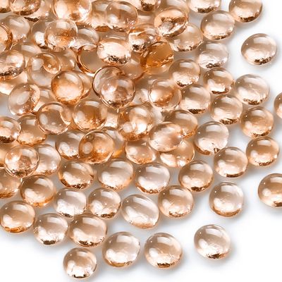 CYS EXCEL Champagne Glass Gemstone Beads Vase Fillers (1 LB) Flat Marble Beads Multiple Color Choices Aquarium Decor Rocks Floral Stones Decorative Mosaic Glass Gem Pebbles (Approx. 85-100 PCS)