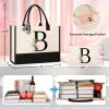 AYGE Personalized Initial Canvas Beach Bag Cosmetic Bags, Monogrammed Gifts for Women, Tote Bag, Makeup Bag, Birthday Gifts for Sister Mom Teacher Bridesmaid (B) view 4