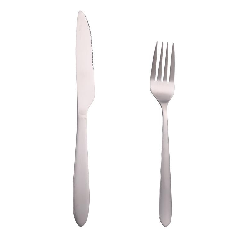 GOODJAYVEN Silverware Flatware Set, 2/8/12/16 Pieces Stainless Steel Household Steak Cutlery Household Hotel Steak Cutlery Stainless Steel Cutlery Two-piece Set (Color : Silver, Size : 4Set-8Pcs)