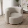 Acanva Luxury Modern Tight Curved Back Velvet Sofa, Minimalist Style Comfy Couch for Living Room Apartment Reception Space, Cream Single Chair view 1