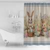Easter Bunny Blue Shower Curtain Set with Hook 72" x 96",Washable Cloth Polyester Fabric Shower+Curtain,Waterproof Bath Curtains for Bathroom,Showers,Bathtubs Rustic Daisy Flower Easter Basket Egg view 2