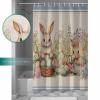 Easter Bunny Blue Shower Curtain Set with Hook 72" x 96",Washable Cloth Polyester Fabric Shower+Curtain,Waterproof Bath Curtains for Bathroom,Showers,Bathtubs Rustic Daisy Flower Easter Basket Egg view 3
