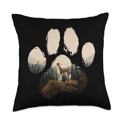 Borzoi Mountain Paw Design Dog Mom Dad Throw Pillow