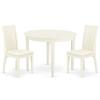 BOIP3-WHI-C 3Pc Dinette Set Includes a Rounded Kitchen Table and Two Microfiber Seat Dining Chairs, White Finish view 1