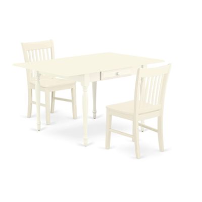 Ergode 3-Piece Dining Room Table Set - Wood Table, 2 Fancy Chairs - Linen White Finish - Solid Wood Back & Seat - Easy Assembly & Cleaning