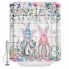 Easter Gnomes Shower Curtain Set with Hook 48" x 72",Washable Cloth Polyester Fabric Shower+Curtain,Waterproof Bath Curtains for Bathroom,Showers,Bathtubs Decor Eggs Woodgrain Herb Aesthetic Floral view 2